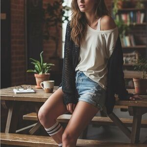 Soft Surroundings "Palma" Black Open Knit Cardigan